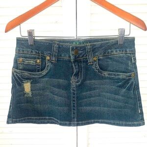 Vintage Hydraulic Distressed Denim Micro Mini Skirt Skirt Size 5/6